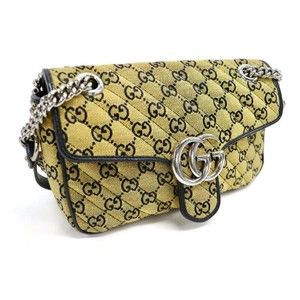 GUCCI MARMONT Shoulder Messenger Bag Purse 443497 498879 Yellow Canvas Leather